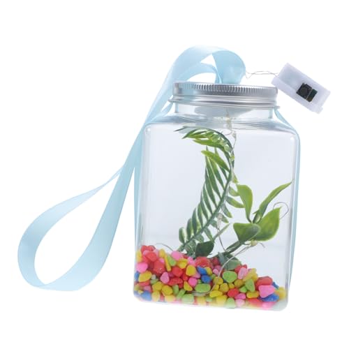 Toyvian 1 Satz Transparentes Aquarium mit LED Beleuchtung DIY Kleiner Fischbehälter für Hydroponik Pflanzen für Wohnzimmer und Büro Dekorativ und Platzsparend von Toyvian