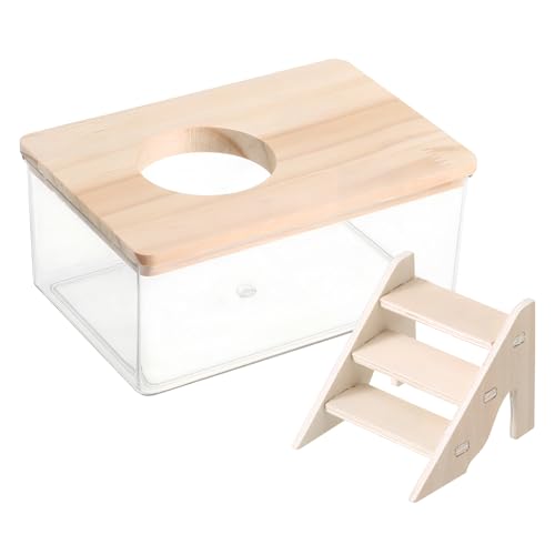 Toyvian 1 Set Hamsterhäuser Und Verstecke Transparentes Tierbedarfsbad Holz Grabsandbehälter Abs Chinchilla Staubbad von Toyvian