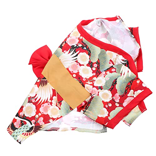 Toyvian 1 Stück Kleidung Für Haustiere Hundekleidung Klein Erste Körperpflege Dackel-Outfit Rosa Hund Verkleiden Party Japanischer Hundekimono Groß Haustier-Kimono-Kleid Rot Stoff von Toyvian