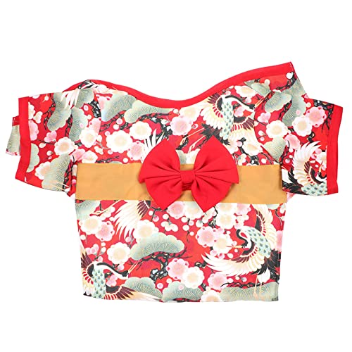 Toyvian 1 Stück Kleidung Für Haustiere Hundekleidung Rosa Erste Groß Klein Welpenmantel Party Hund Verkleiden Dackel-Outfit Japanischer Hundekimono Haustier-Kimono-Kleid Rot Stoff von Toyvian
