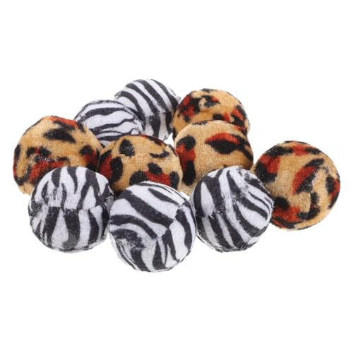 Toyvian 10 Stück Teiliges Katzenspielzeug Leichte Langlebige Plüschbälle mit Leopardenmuster Interaktive Kätzchen Spielbälle für Indoor Katzen Fördert Bewegung und Zufällige Farbe von Toyvian