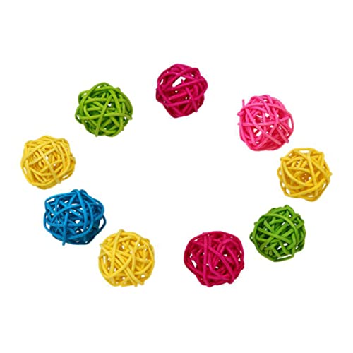 Toyvian 10 Stück Teiliges Rattan Vogelspielzeug Natürliche Papageien Kauspielzeuge Bunte Rattanbälle Robustes Beschäftigungsspielzeug für Wellensittiche und Kleine Vögel Zufällige Farbe von Toyvian