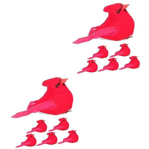 Toyvian 12 STK Kardinal Christbaumschmuck Künstliche Gefiederte Vögel Tier-Vogel-Modelle Rote Kardinalverzierung Gefälschte Vögel Zum Basteln Vogel Baumschmuck Weihnachten Zubehör Plastik von Toyvian