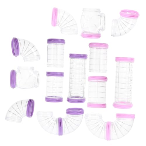 Toyvian 16Stücke Teiliges Hamsterrohr DIY Tunnelsystem Für Hamsterkäfige Transparente Verbindungsschienen Und Zubehör Für Hamster Und Andere Nager von Toyvian