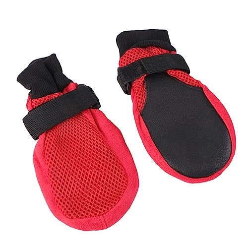 Toyvian 1Satz Atmungsaktive Netzhunde Welpenschuhe rutschfeste Hundestiefel mit Sohlen für Pfotenschutz Rot für und Outdoor Aktivitäten von Toyvian