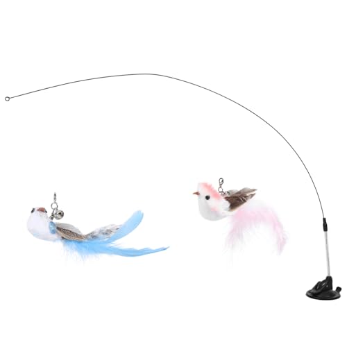 Toyvian Katzenstäbe Für Hauskatzen Interaktives Katzenspielzeug Mit Katzenangel Teaser Zum Angeln Katzenspielzeug Für Kätzchen Katze Stab Mit Plume Vogel von Toyvian