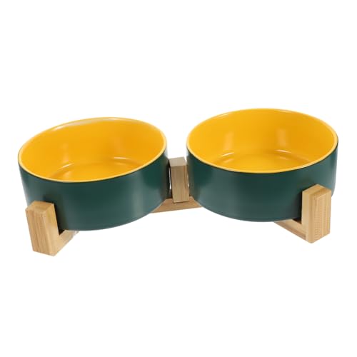 Toyvian 1Satz Keramikkatzenschüssel mit Holzständer Erhöhte Futter und Wasserschale für Katzen Doppelnapf und rutschfest und Langlebig für Gemütliche Toyvian 1Satz Keramikkatzenschüssel mit Holzständer Erhöhte Futter und Wasserschale für Katzen Doppelnapf und rutschfest und Langlebig für Gemütliche von Toyvian