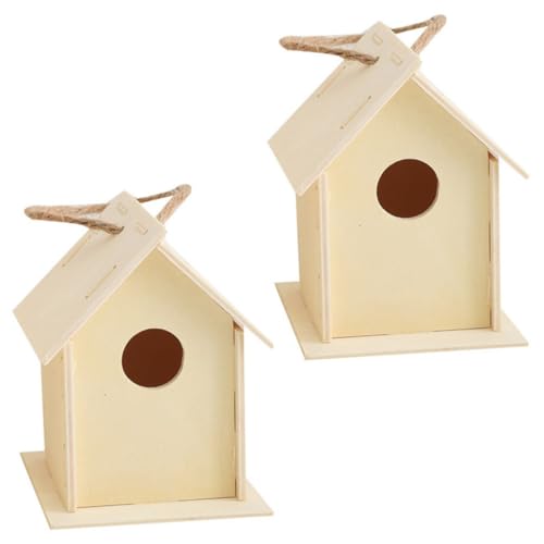 Toyvian 2 Stück DIY Vogelhaus aus Holz Bemalbar Kreative Gartendekoration für Fenster Landhausstil Aufhängen und Gestalten als Vogel Nest von Toyvian
