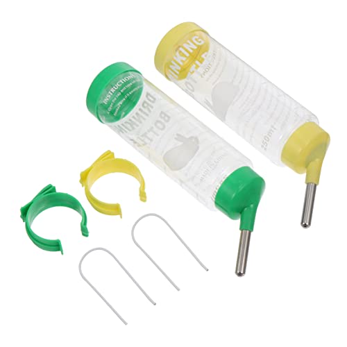 Toyvian 2 Stück Hängende Trinkflasche für Kaninchen und Meerschweinchen Auslaufsicherer Wasserspender für Haustiere für Käfige Grün und Gelb von Toyvian