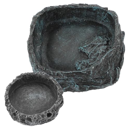 Toyvian 2 Stück Haushalt Reptilienschale Reptilien wasserschale Reptilien zubehör Wassernapf für Reptilien Futterspender für Eidechsen Sicherheitswasserschale verwenden Snack-Zubehör Harz von Toyvian