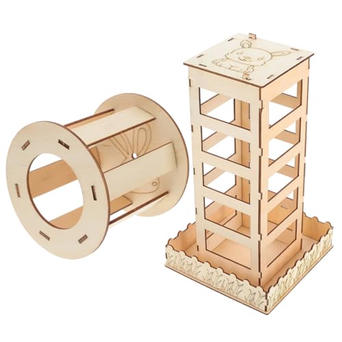 Toyvian 2 Stück Holzfutterspender Für Hasen Stroh Futtersuche Für Den Innenbereich Kaninchen Outdoor Zubehör Kauen Kleine Heu Futterspender Für Hamster Meerschweinchen Regal von Toyvian