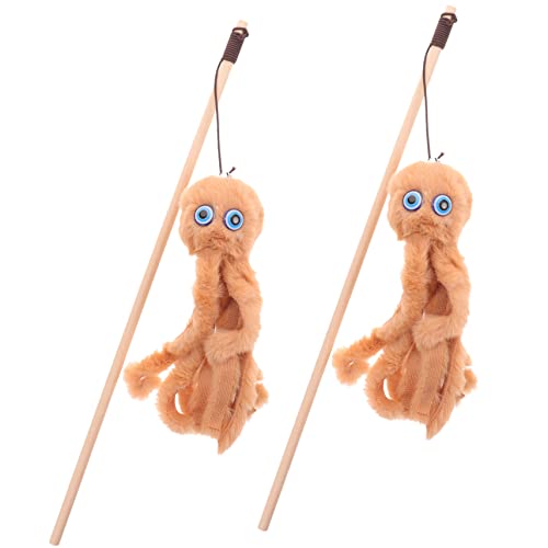 Toyvian 2 Stück Interaktives Katzen Plüsch mit Holzstab Langlebig und Unterhaltsam für Indoor Katzen Fördert Spiel und Bindung von Toyvian