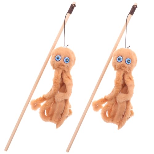Toyvian 2 Stück Interaktives Katzenspielzeug Lustige Katzenangel mit Plüsch für Indoor Katzen Fördert Gesundheit und Bewegung Scratch und Leicht und Tragbar von Toyvian