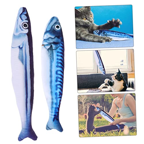 Toyvian 2 Stück Katzenminze Katzenspielzeug für Wohnungskatzen Tiermodell-Katzen-Angelspielzeug spielerisch matschig drinnen Katzen-Teaser Katze Plüschtier Katzenfischspielzeug von Toyvian