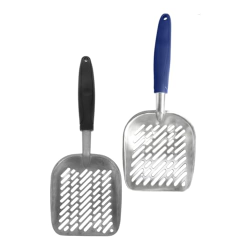 Toyvian 2 Stück Katzenstreuschaufel Metall mit Breiten Löchern Ergonomisch aus Aluminiumlegierung und Abs Langlebig Schnelles Geeignet für Katzenstreuarten Einfache von Toyvian