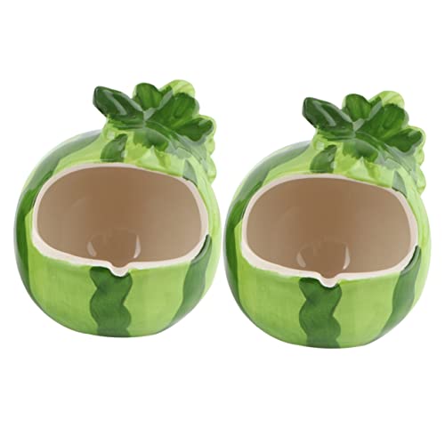 Toyvian 2 Stück Keramik Hamsterhaus Wassermelonenform Sommer Kühles Kleintier Nest Haustierhaus Zubehör für Hamsterkäfig Grün Niedrigtemperaturfest und Langlebig von Toyvian