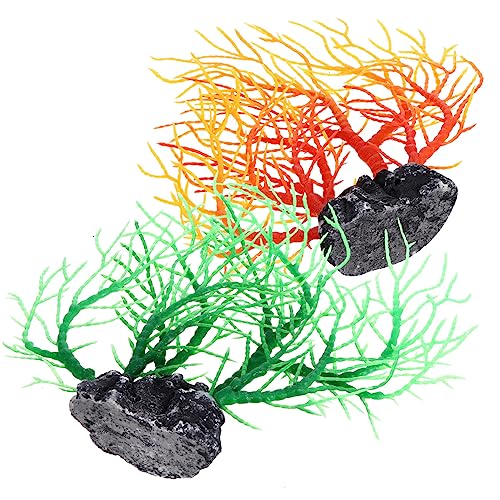 Toyvian 2 Stück Künstliche Korallenpflanze Simulation von Wasserpflanzen für Aquarien Dekorative Kunststoffornamente für Fischbecken und Aquarien Dekoration von Toyvian