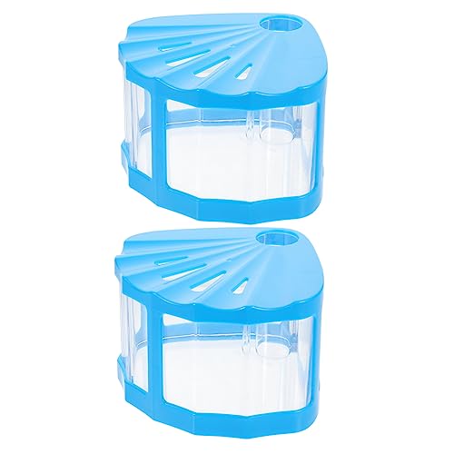 Toyvian 2 Stück Mini Fischbecken mit LED Beleuchtung Dekorative Aquarien für Betta Fische DIY Mikro Landschaften Blau für Kleine Fische und Pflanzenpflege von Toyvian