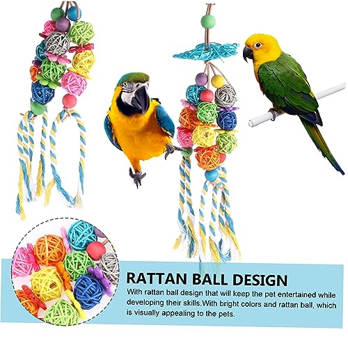 Toyvian 2 Stück Papageien Schaukel aus Natürlichem Rattanball zum Kauen und Klettern Hängendes Kauspielzeug für Wellensittiche Nymphensittiche und Kleine Vögel Fördert Bewegung und von Toyvian
