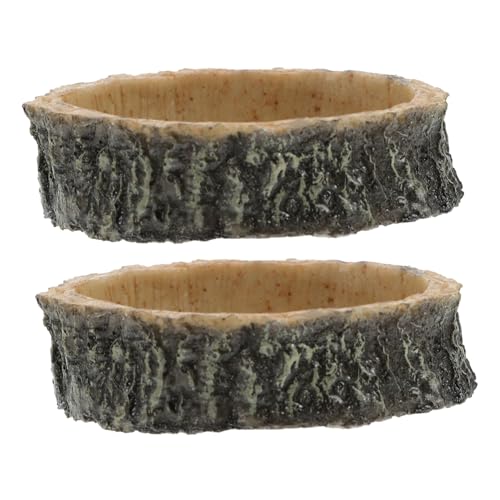 Toyvian 2 Stück Reptilien Futter Wasserschale Holzoptik Shallow Pet Water Basin Langlebig rutschfest für Schildkröten Eidechsen und Andere Terrarientiere Geeignet von Toyvian