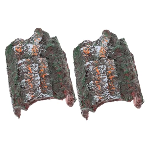 Toyvian 2 Stück Reptilien Versteck Höhle aus Hochwertigem Harz Teiliges Natürlicher Baumrinden Look und Sicher für Geckos Schlangen Terrarium Zubehör von Toyvian