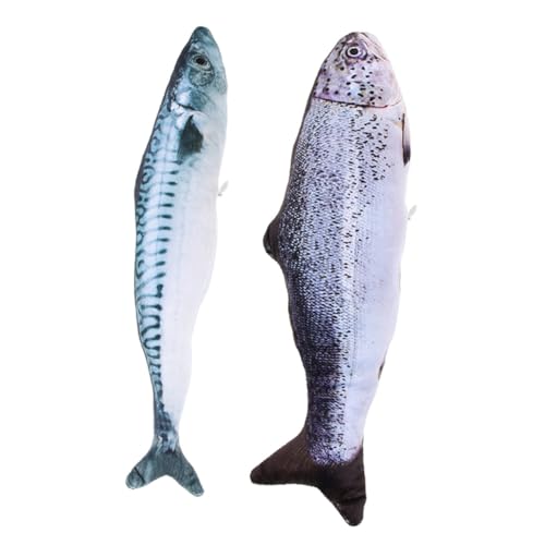 Toyvian 2 Stück Simuliertes Fischspielzeug Minze Nips Catnip -Spielzeugbürste interaktiv Kätzchen katzenspielzeug Fischkauspielzeug für Katze Fischspielzeugkatze Plüsch von Toyvian
