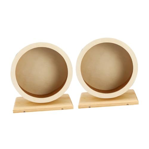 Toyvian 2 Stück Super Silent Hamster Laufrad aus Holz mit Weichem Korkpolster Kleintier Übungsrad für Hamster Chinchillas und Meerschweinchen Stabile Basis Komfortable Laufoberfläche von Toyvian