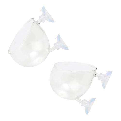 Toyvian 2 Stück Teiliges Aquarium Pflanzentopf mit Doppeltem Saugnapf Transparenter Glas Pflanzenhalter für Süßwasser Dekorative Futter Landschaftsbecher für Fischbecken von Toyvian