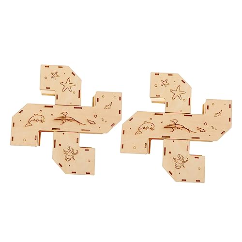 Toyvian 2 Stück Teiliges Hamster Holzspielzeug mit Labyrinth Tunnel Langlebig und Sicher Natürlicher Holzbau rutschfeste Oberfläche Spaßiges Kleintier Tunnelspielzeug für Mäuse und von Toyvian