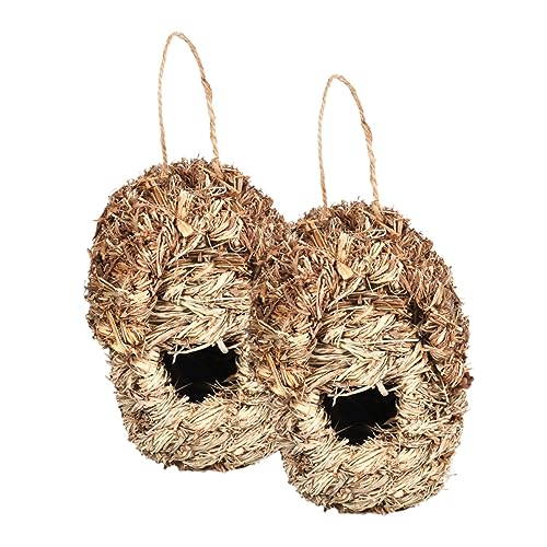 Toyvian 2 Stück Teiliges Handgewebtes Vogelnest aus Natürlichem Stroh Dekoratives Hängendes Vogelhaus für Garten Sicherer und Langlebiger Nistplatz als Hummingbird Nest und Papageienhaus von Toyvian