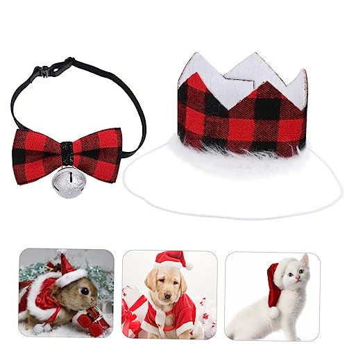 Toyvian 2 Stück Teiliges Haustier Weihnachts Set mit Glocken Halsband Verstellbarer Elastischer Hundekragen und Modischem Weihnachts Hut Geeignet für Kleine bis Mittelgroße Hunde Leicht von Toyvian