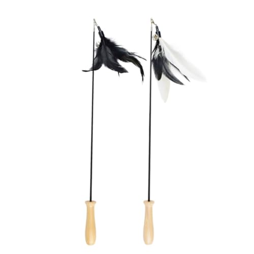 Toyvian 2 Stück Teiliges Katzenangel Ersatzkopf mit Holzgriff Ausziehbar Leichte Katzenspielzeug Sticks mit Schwarzen und Schwarz weißen Federn Interaktives Katzenspielzeug für Kitten und Toyvian 2 Stück Teiliges Katzenangel Ersatzkopf mit Holzgriff Ausziehbar Leichte Katzenspielzeug Sticks mit Schwarzen und Schwarz weißen Federn Interaktives Katzenspielzeug für Kitten und von Toyvian