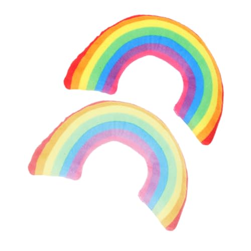 Toyvian 2 Stück Teiliges Katzenkissen mit Katzenminze U Förmiges Nackenschutz Katzenkissen Plüschspielzeug für Wohnungskatzen Beruhigendes Schlaf und Kuschelkissen in Regenbogenfarben von Toyvian