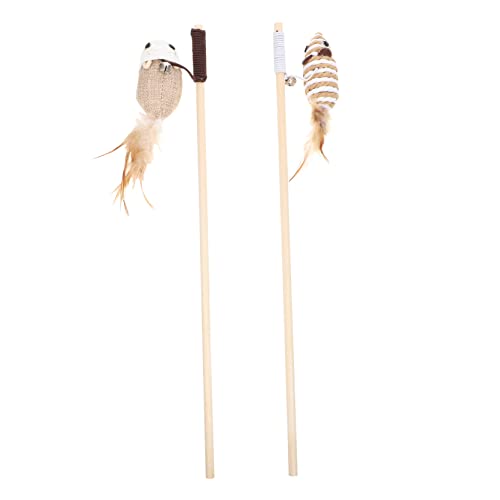 Toyvian 2 Stück Teiliges Katzenspielzeug Mäuse Design Interaktiver Katzenangel Stab Fördert und Bewegung für Indoor Katzen Langlebig und Unterhaltsam Zufällige Farbe Zufällige Farbe von Toyvian