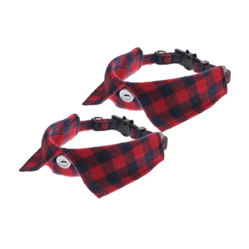 Toyvian 2 Stück Verstellbares Katzenhalsband mit Glocke Niedliches Kariertes Design Teiliges Verstellbarer und Sicherer Katzen und Hundehalsring für Innengebrauch und Leicht Rot Blau von Toyvian