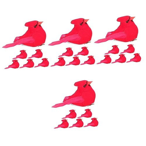 Toyvian 24 STK Vogel-Clip Auf Ornamenten Kardinalfiguren Weihnachtsbaum Vögel Christbaumclip Auf Dekoration Künstliche Gefiederte Vögel Tier-Vogel-Modelle Requisiten Plastik Der Vogel von Toyvian