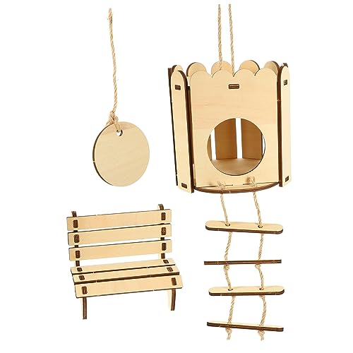 Toyvian 2stücke Hamsterhaus Aus Holz DIY Hamsterspielzeug Holzhaus Hamsterkäfig-versteck Hängenest Für Hamster Spielzeug Für Hamster DIY-Nest Für von Toyvian