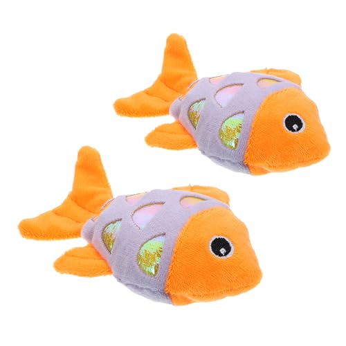 Toyvian 2Stücke Katzenzahnspielzeug mit Katzenminze Fischförmige Plüschspielzeuge für Kätzchen zur Beschäftigung und Zahnpflege Interaktives für Gesunde und Katzen von Toyvian