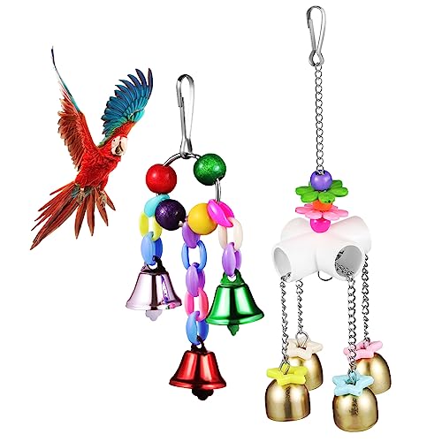 Toyvian 2stücke Papagei Hängendes Glockenspiel Spielzeug Bunte Kletterspielzeug Mit Klangglocken Für Wellensittiche Nymphensittiche Und Andere Vögel Für Kauspiel Und Bewegung von Toyvian