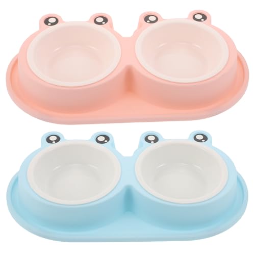 Toyvian 2er-Sets mit Futter- und Wassernäpfen für Katzen: Doppelte Futternäpfe in Froschform mit Rutschfester Unterseite – Futternapf aus Kunststoff gegen Ameisen für Kätzchen, Hunde und Kleintiere von Toyvian