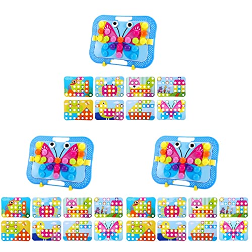 Toyvian 3 Sätze DIY-Puzzle-Spielzeug Steckbrettspielzeug Für Kinder Steckpuzzle Lernspielzeug Puzzle-steckbrett Farbsortierblöcke Knopfkunsträtsel Vorschule Riese Abs-Kunststoff von Toyvian