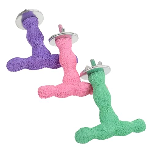 Toyvian 3stücke Käfigständer Für Vögel Sitzstangen Kauspielzeug Und Krallenpflege Für Papageien Und Sittiche Natürliche Materialien Fitness von Toyvian