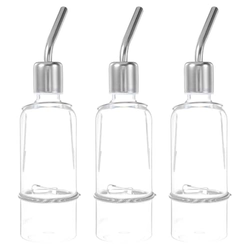 Toyvian 3 Stück Kaninchen-Wasserflaschen: 180 ml Wasserspender aus Edelstahl für kleine Haustiere – Keine Tropfen, hängende Käfigflasche für Katzen, Hunde, Kaninchen und Hamster von Toyvian