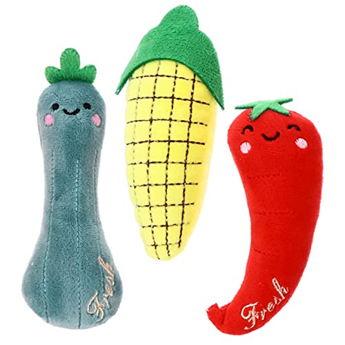 Toyvian 3stücke Plüsch Katzenminze Spielzeugset Langlebig Und Atmungsaktiv Mit Natürlicher Katzenminze Gefüllt Für Indoor-Katzen Inklusive Süßem Gemüse Chili Und Schwammgurke von Toyvian
