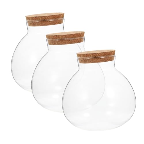 Toyvian 3 Stück Mikrolandschafts glasflaschen mit Korken Versiegelte Ökologische Flaschen aus Stabilem Glas Dekorative Transparente Terrarien für Zuhause Langlebig und Elegant von Toyvian