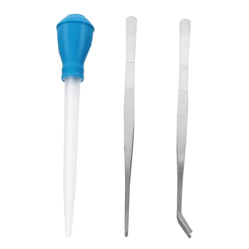 Toyvian 3 Stück Teiliges Aquarium Reinigungswerkzeuge Pipette Gerade und Gebogene Pinzette für Fisch und Reptilfütterung für Aquarienpflege und Wasserwechsel von Toyvian