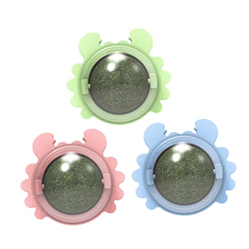 Toyvian 3 Stück Teiliges Interaktives Katzenspielzeug Rotierende Snackbälle zur Zahnpflege und Unterhaltung für Katzen mit Katzenminze für Wand und Bodenmontage von Toyvian