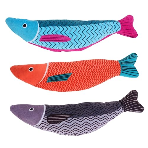 Toyvian 3 Stück Teiliges Katzenspielzeug Katzenminze Plüsch Fische Squeaky Spielzeuge zur Stimulation Neugierde Lebendige Sicher und Langlebig für Spielende Katzen von Toyvian