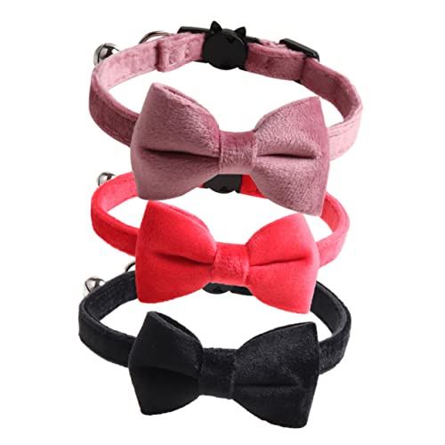 Toyvian 3 Stück Velvet Bogenkatze Halskette Kragen Glocken dekoratives Haustierhalsband mit Schleife Plaid Und Katzenhalsband mit Halsband für Katze Flanell von Toyvian