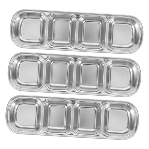 Toyvian 3 Teiliges Haustiertablett 4 Gitter Edelstahlplatte Katzenfutterspenderfach Haustiernapftablett Kleiner Futterteller Hundefutterspender Wasserspender von Toyvian